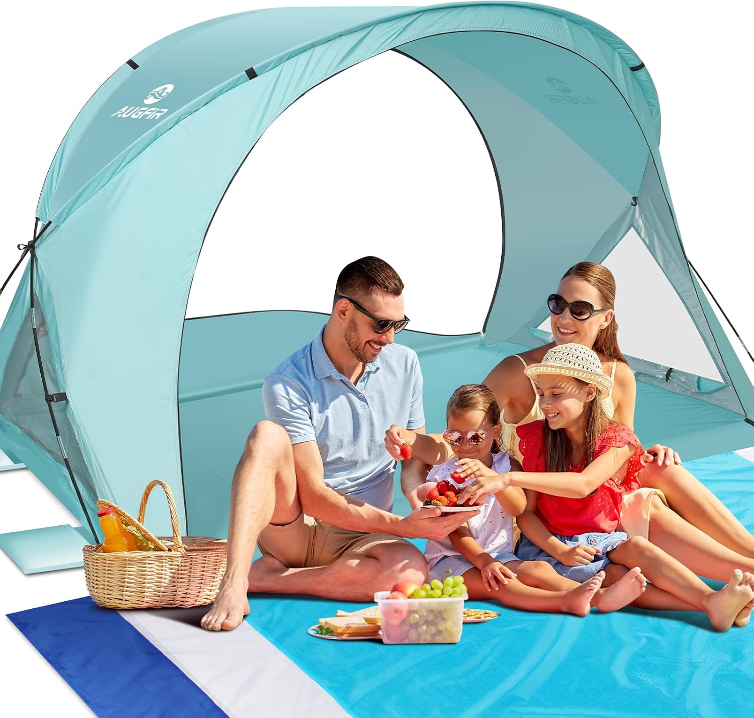 Skiennix Beach Tent - Portable Sun Shelter with UPF 50+ UV Protection | Family Canopy for 4 People (Green)