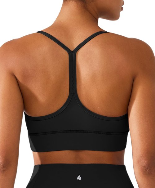 BRXL Y Back Sports Bras for Women Padded Racerback Low Impact Soft Thin Strap Workout Yoga Gym Casual Black M