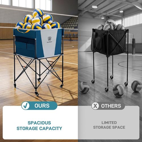 Ever Advanced Rolling Ball Storage Cart - Lockable Wheels & Collapsible Design | 33x22.8in/45x25in Multi-Sport Organizer