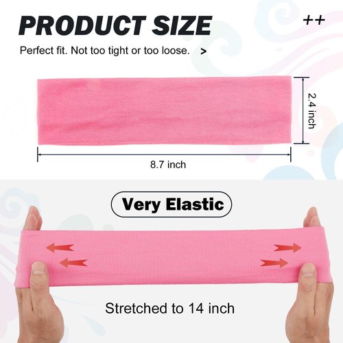 9Pcs Non-Slip Headbands for Women & Men - Soft Elastic Cotton Hair Bands for Yoga & Sports