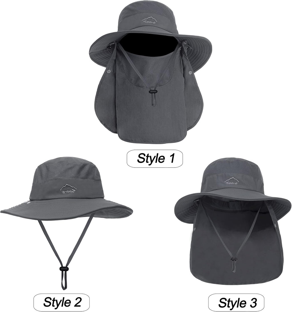 Skiennix Men's Sun Hat - Quick Dry UV Protection with Neck Flap | Wide Brim for Fishing & Hiking, UPF 50+