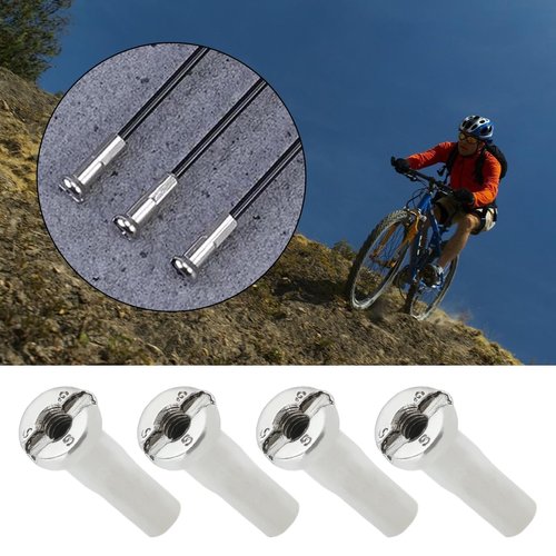 ECSiNG 100Pcs Bicycle Spoke Nipples Fit for 14G / 2mm Dia Spoke Mountain Road Bike Silver Steel 16mm Long Cycling Replacement Accessories