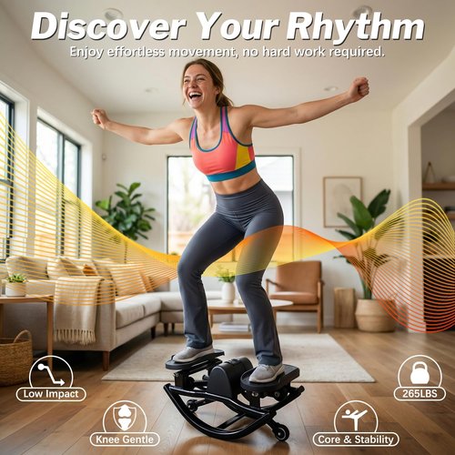 New Vision Rocking Stepper - Home Exercise Equipment with Resistance Bands & Balance Board | Low-Impact Full Body Workout