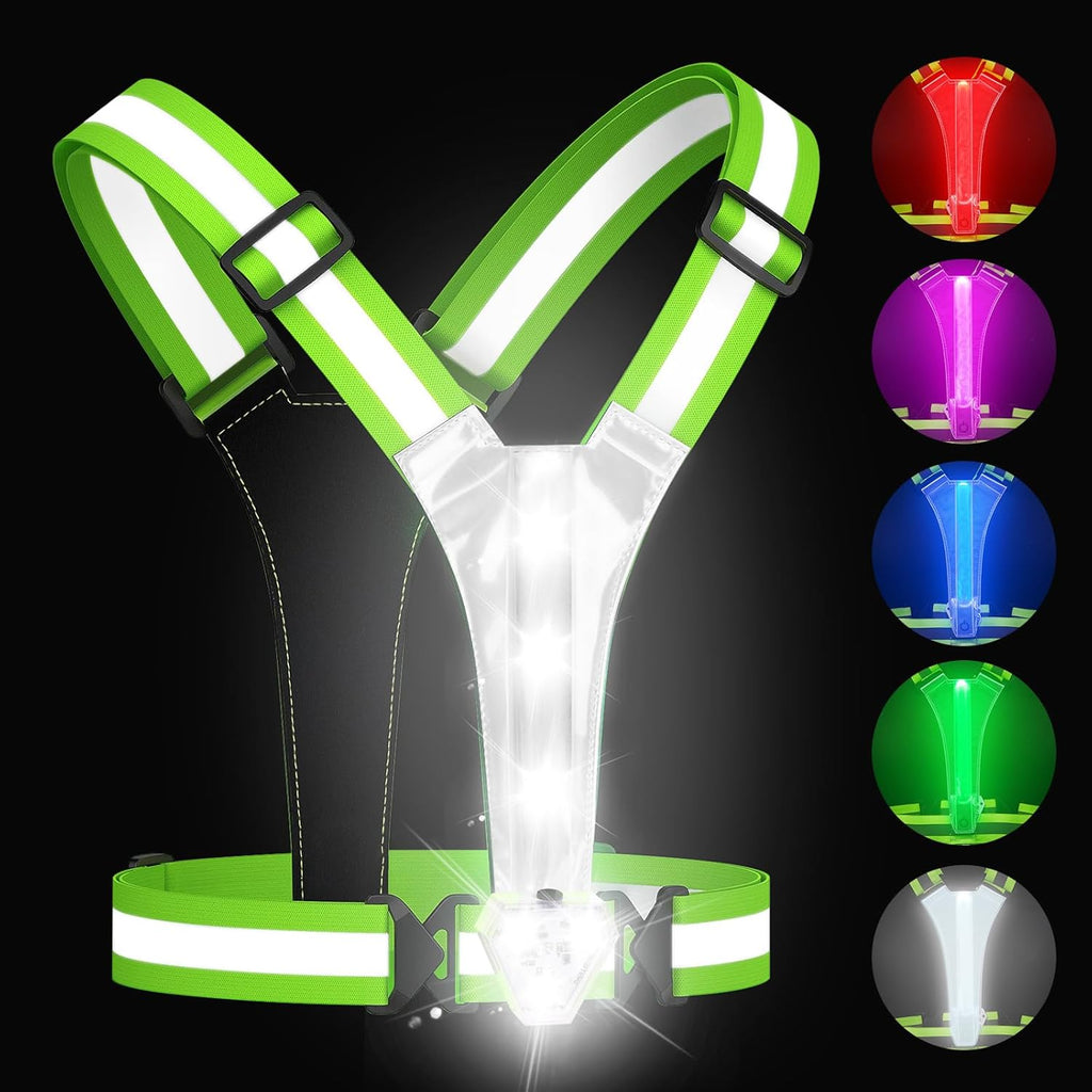 Zacro LED Reflective Vest - 500LM Rechargeable Light Up Running Gear | High Visibility for Night Safety, Adjustable for All Sizes
