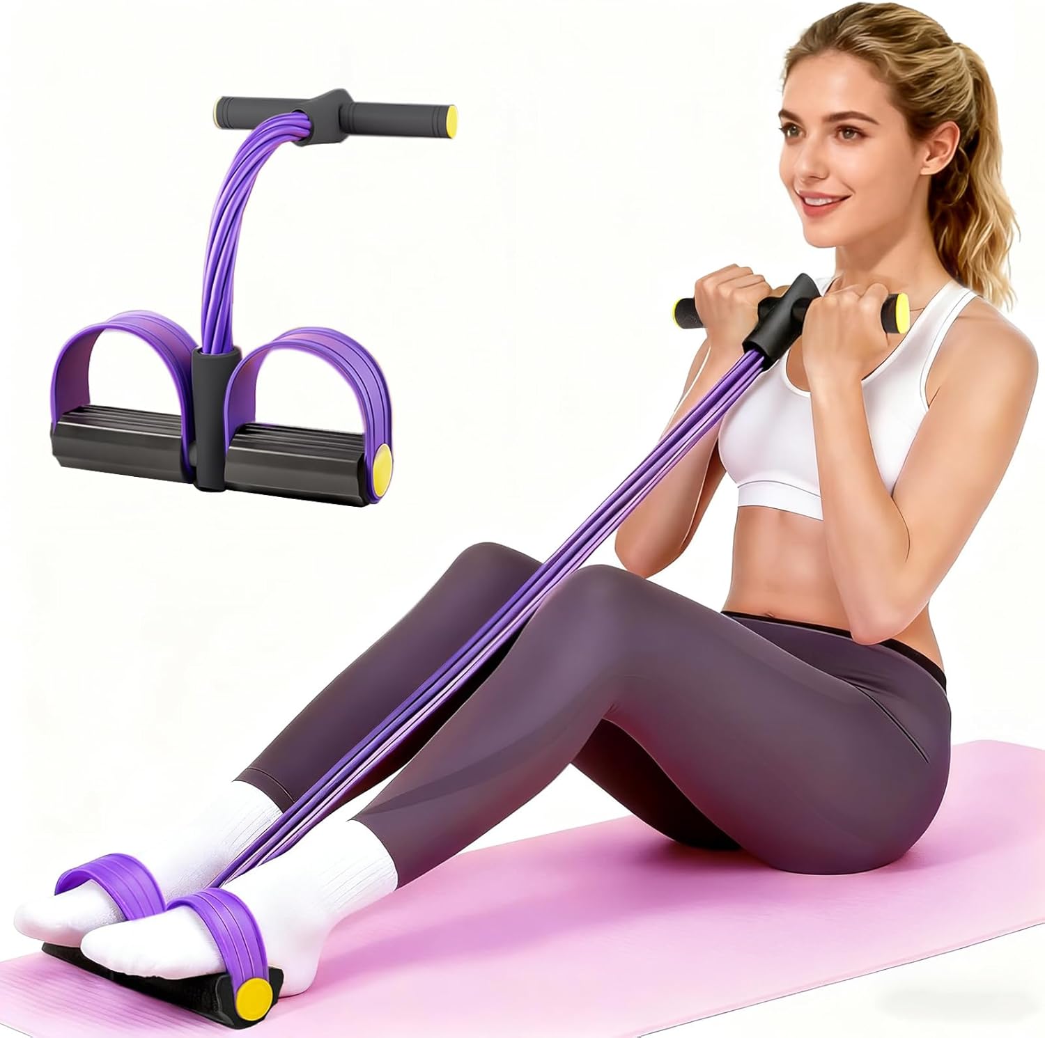 Skiennix Pedal Resistance Bands - Upgrade 6-Tube Manual Tension Training | Natural Rubber for Full-Body Workouts