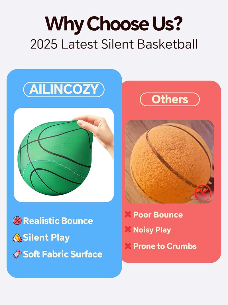 Green 18cm Silent Fabric-Covered Basketball - Noise-Free Indoor Training Ball