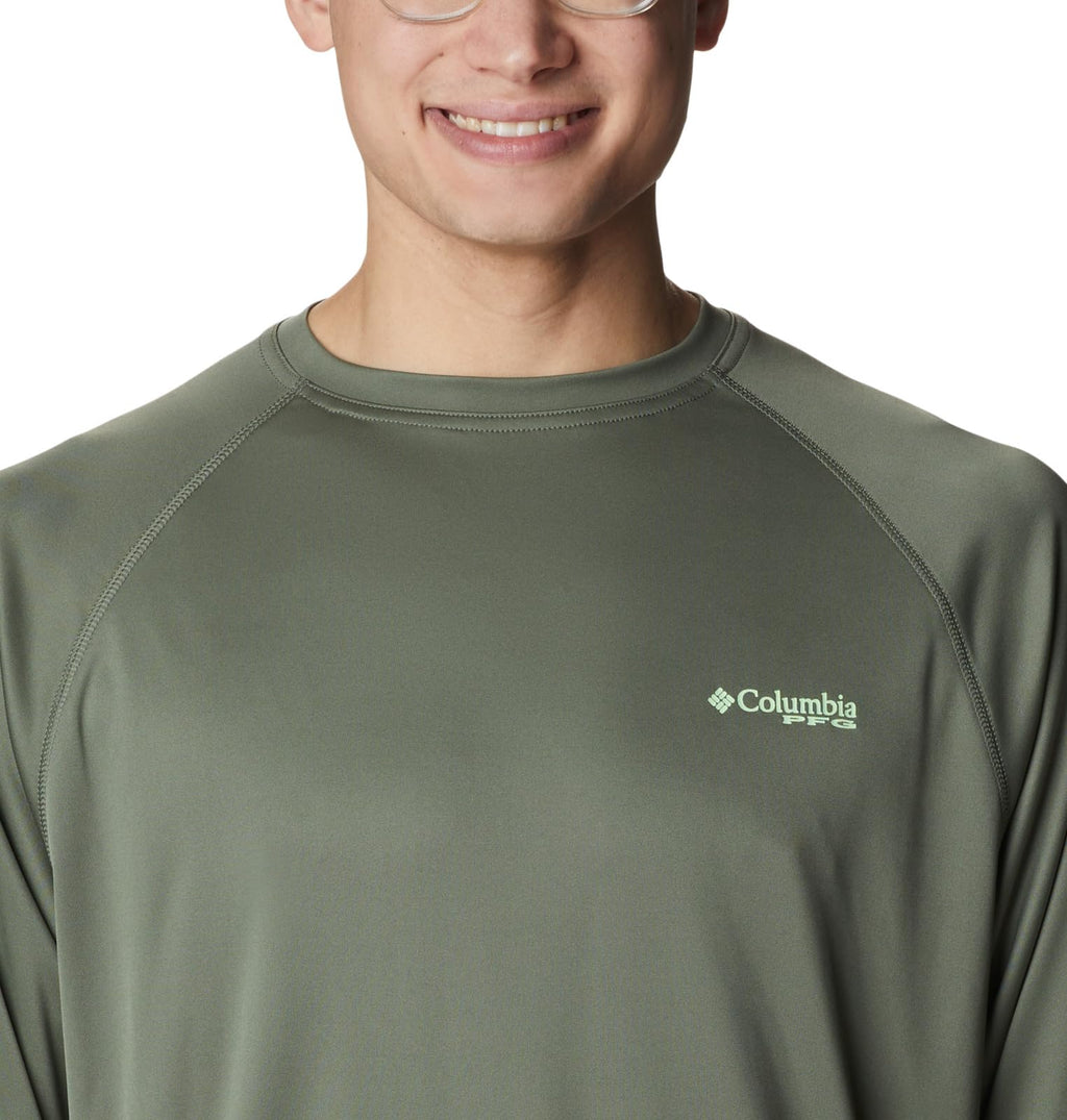 Columbia Men's Terminal Tackle Long Sleeve Shirt, Cypress/Key West Logo, X-Large Tall