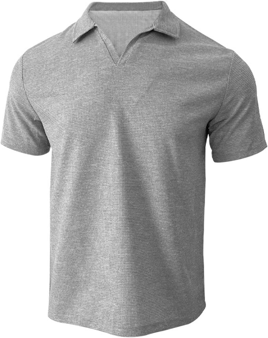 Skiennix Men's Knitted Polo Shirt - Striped Collared Stretch Top for Summer Casual Wear