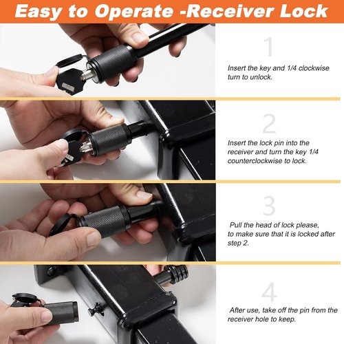 CZC AUTO Hitch Receiver Lock - Secure 5/8" Pin for Class III IV 2" & 2-1/2" Receivers | 1 Pack