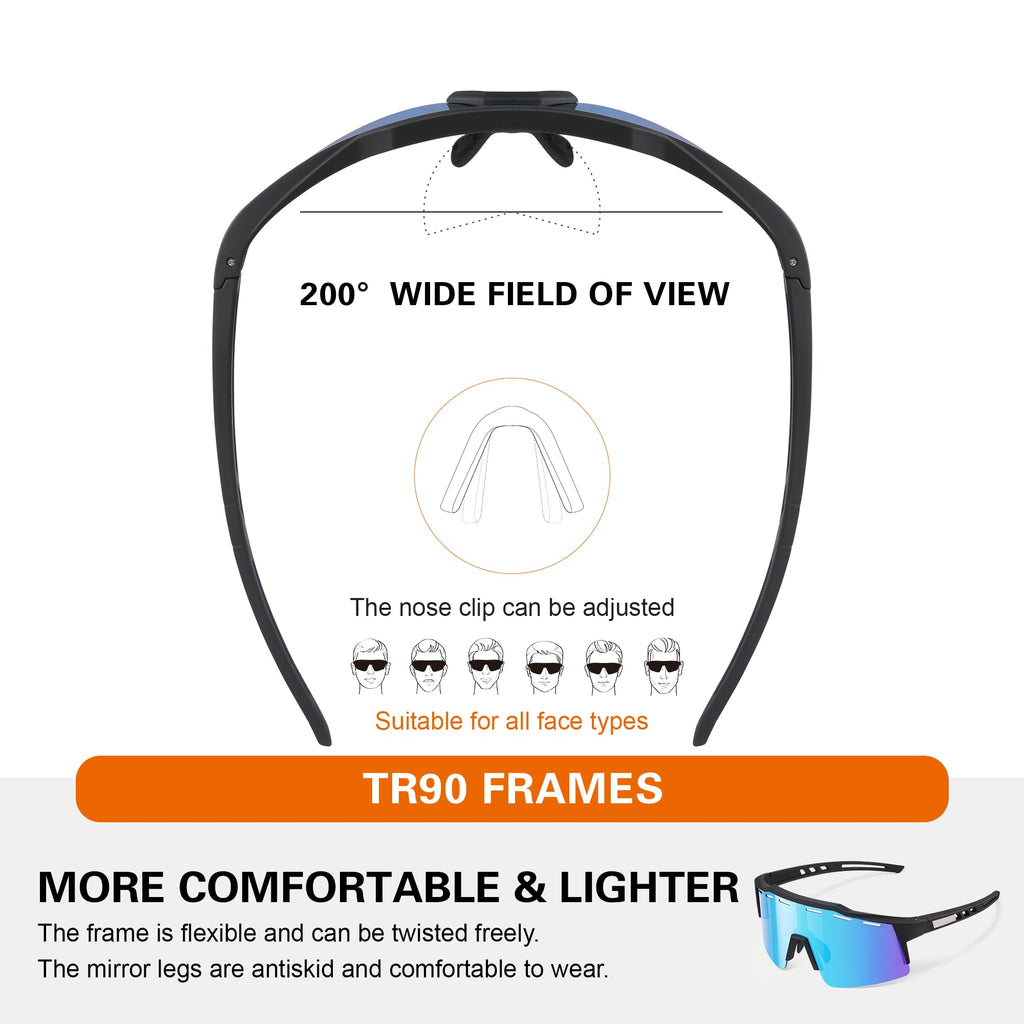 suoso Polarized Cycling Sunglasses for Men: Women Fishing Cycling Mountain Bike Sun Glasses for Youth UV400 Protection