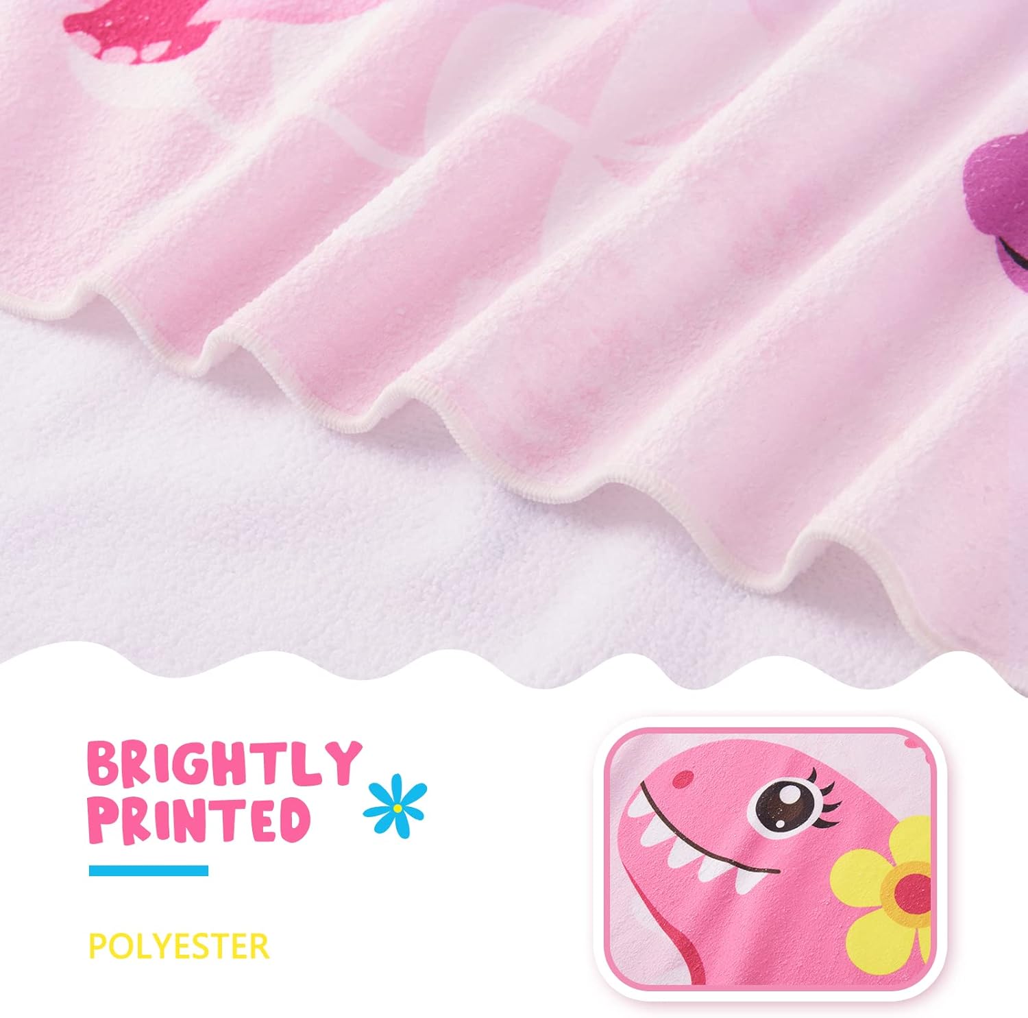 WERNNSAI Dinosaur Kids Beach Towel - Quick-Dry Microfiber, 30” x 60” Ultra-Soft Dino Design for Bath & Travel