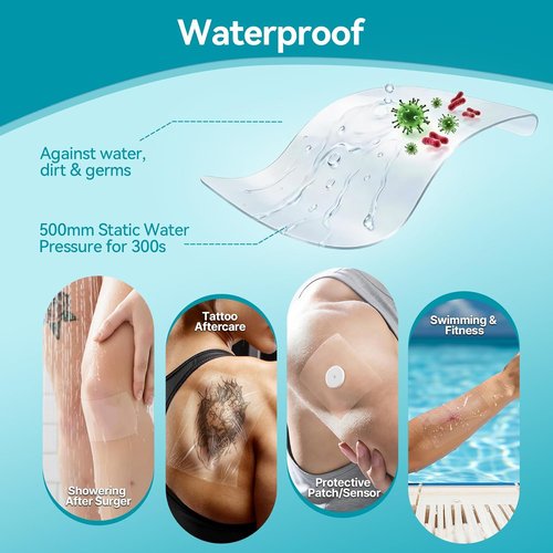 Dimora Transparent Film Dressing - Waterproof Adhesive Clear Bandages 4" x 5" | Ideal for IV Shield & Tattoo Aftercare