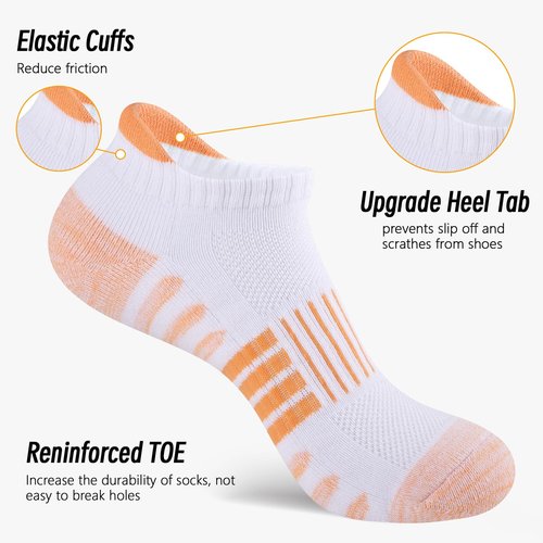 COOPLUS 6 Pairs Ankle Socks Womens Athletic Thick Cushioned Cotton Running Low Cut Tab Socks