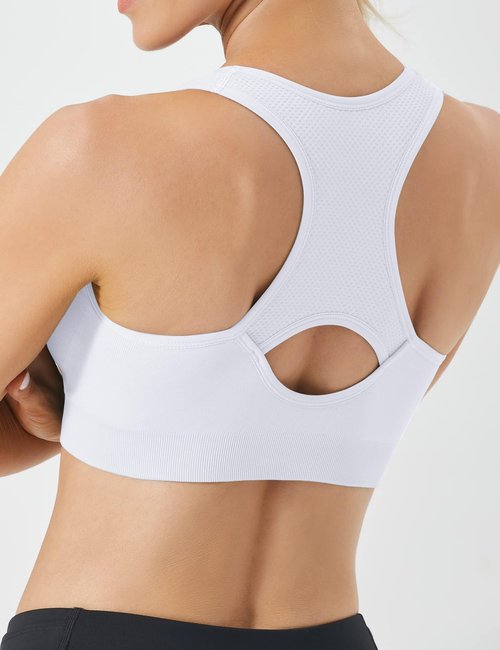 FITTIN Padded Sports Bras for Women: Racerback Medium Support 3 Pack Workout Bra for Dance K-pop Yoga Fitness- Full Coverage Comfortable Tops for Young Lady College Students Aged 18-28