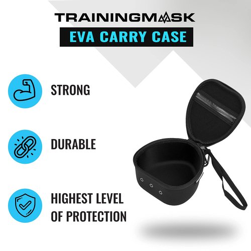 TRAININGMASK Hard Carry Case with Quick Zip Pouch - Internal Soft webbing for Any Workout Mask, Cardio and Endurance Mask, Fitness Mask, Breathing Resistance Mask, Running Mask … (Black)