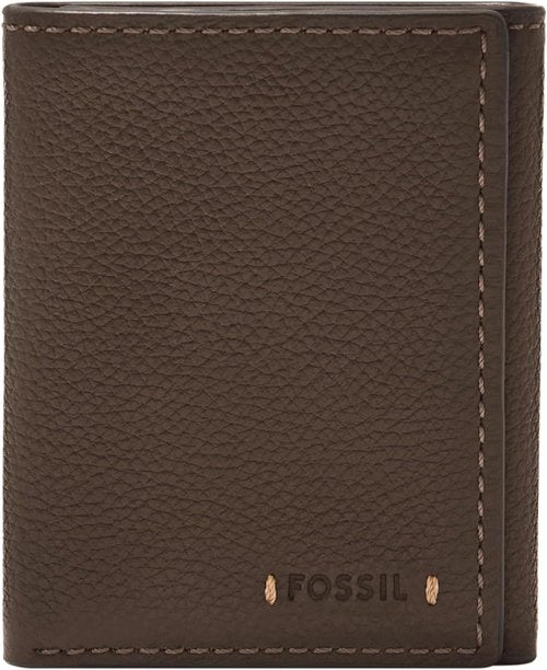 Fossil Men's Leather Trifold Wallet - Stylish Design with Multiple Card Slots | Durable Black Leather