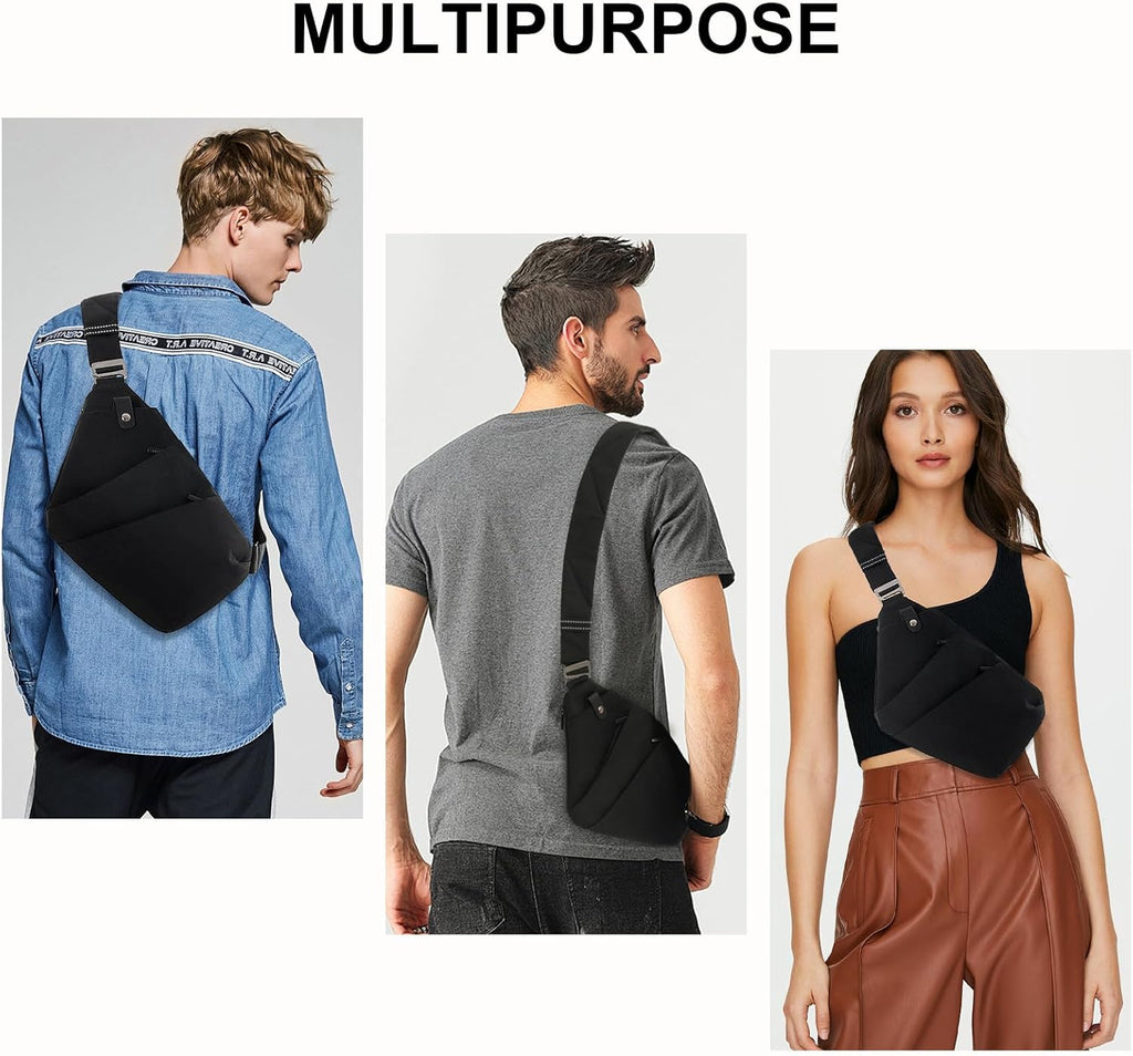 OSOCE Lightweight Sling Bag - Anti-Theft Crossbody for Men & Women | Large Black Travel & Hiking Bag