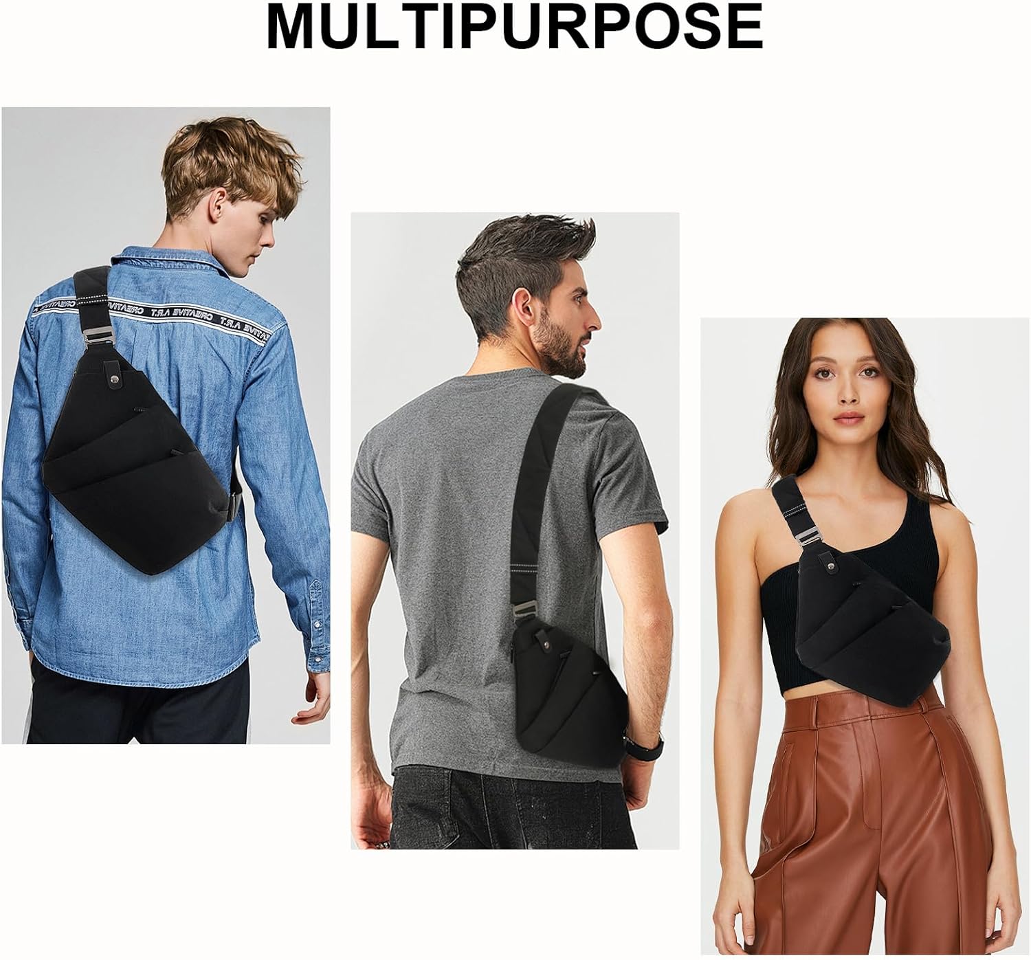 OSOCE Lightweight Sling Bag - Anti-Theft Crossbody for Men & Women | Large Black Travel & Hiking Bag