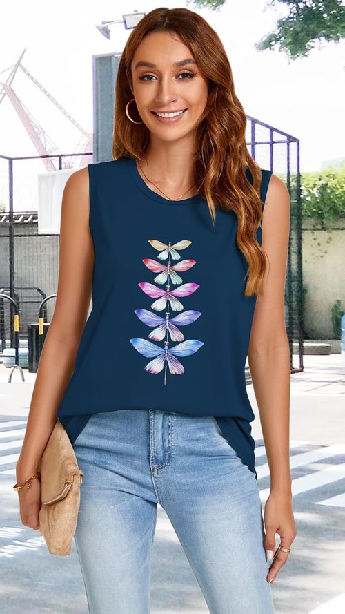 JOELLYUS Women's Casual Tank Tops - Sleeveless Crew Neck Tunic Shirt in Loose Fit | Summer Style 2026