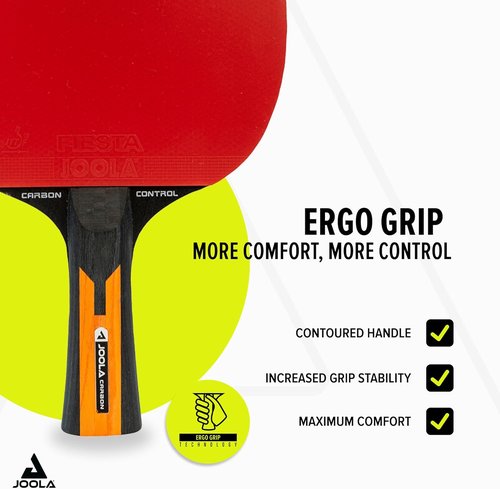 JOOLA Carbon Control Performance Ping Pong Paddle - Ergonomic Grip & Vibration Control - ITTF Approved - Red