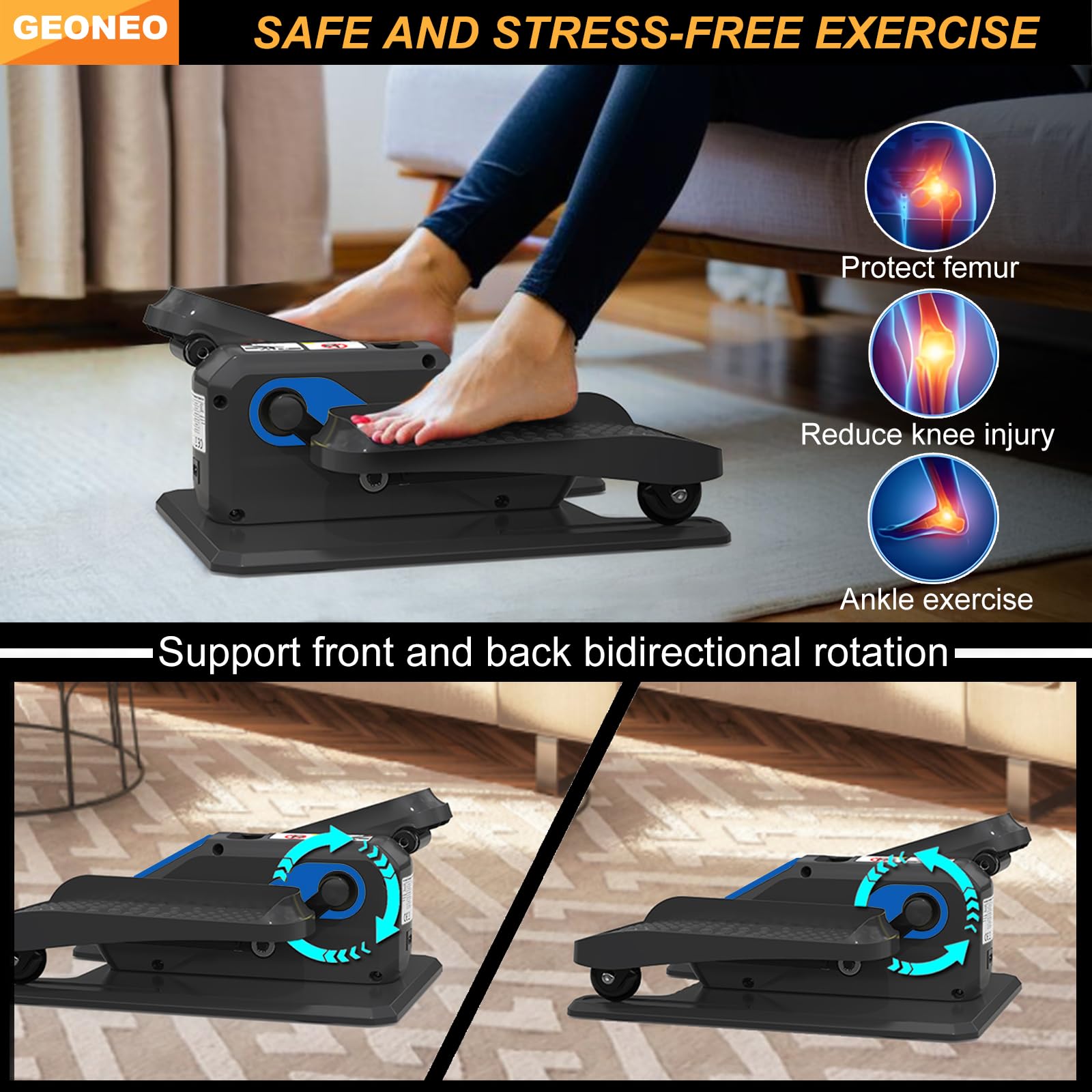 Under Desk Elliptical Machine, Electric Elliptical Exerciser for Senior, Quiet and Small Electric Seated Pedal Exerciser for Home with Remote Control and 12 Adjustable Speeds