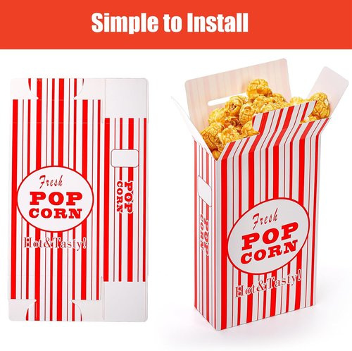 Bekith 100 Pack Popcorn Boxes - Close-Top Containers for Movie Nights & Parties