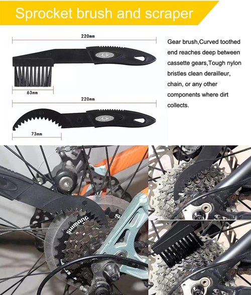 Bike Chain Lubricant Oil & Cleaner Set - 2oz Wet Lube & 19oz Degreaser with Scrubber Brush Tool