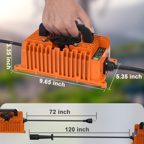 10L0L 15A/48V Golf Cart Battery Charger with OBC Wire Compatible with Club Car DS & Precedent, Upgrade The APP Bluetooth Function, IP67 Waterproof, Supports 3 Kinds of Battery Charging (Orange)