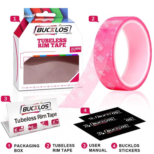 BUCKLOS Tubeless Rim Tape 17/19/21/23/25/28/30/32/35mm Width x 10m Length, Bike Wheel Rim Tape Suitable for Tubeless MTB/Road/Gravel Bikes Wheel Carbon Tubeless Kit -21mm