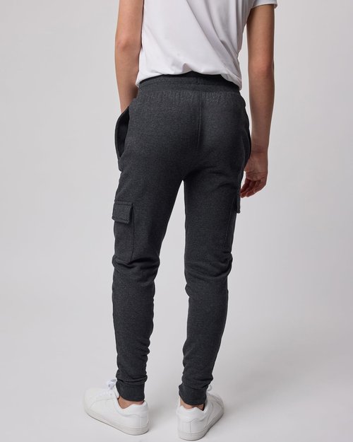 Real Essentials 3 Pack: Boys' Cotton Fleece Cargo Joggers Athletic Sweatpants - Kids Casual Sports Pants Pockets-Set 1, M, 8-10