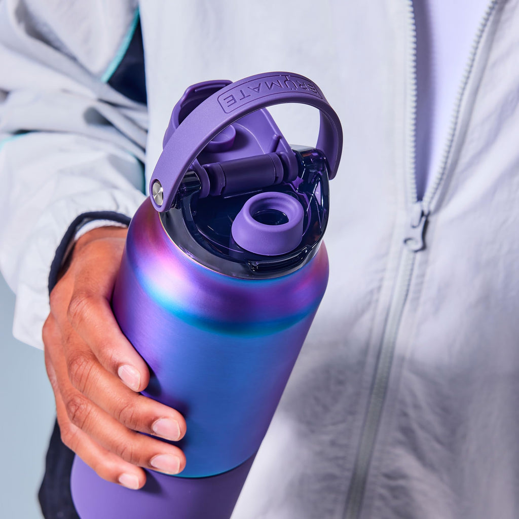 BrüMate Rise 35oz Water Bottle With 100% Leakproof Covered Silicone Straw | Insulated Stainless Steel Water Bottle With Removable Straw | Fast Flow | Soft Sip Silicone Spout | BPA-Free (Matte Black)