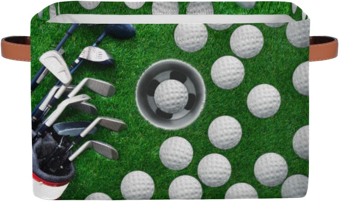 Skiennix Golf Ball Storage Basket - Foldable Fabric Organizer with Handle | Ideal for Home & Office