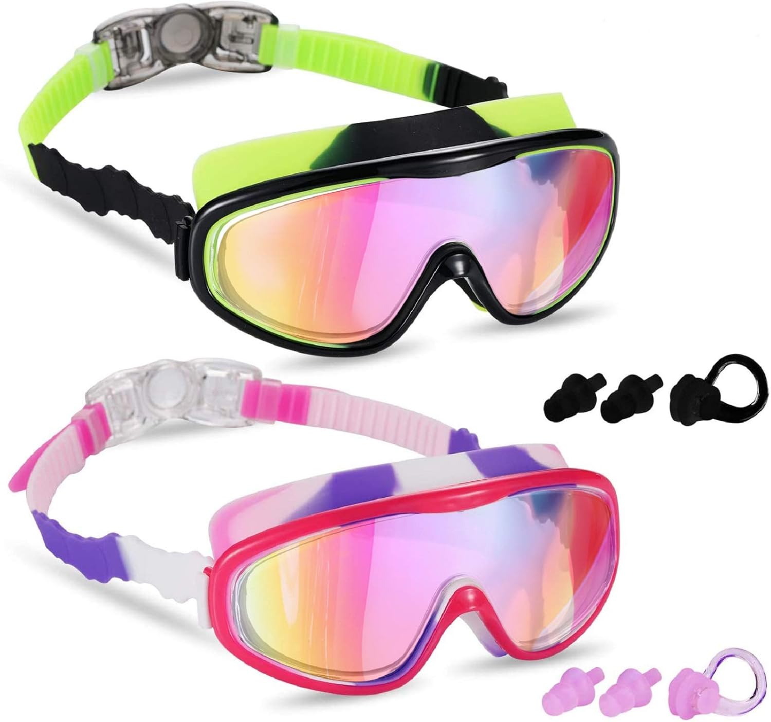Skiennix Kids Swim Goggles - Comfortable Swimming Glasses for Ages 3 to 15 | 2 Pack