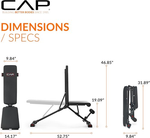 CAP Barbell Adjustable Utility Weight Bench - Multi-Purpose Strength Training | Various Options Available