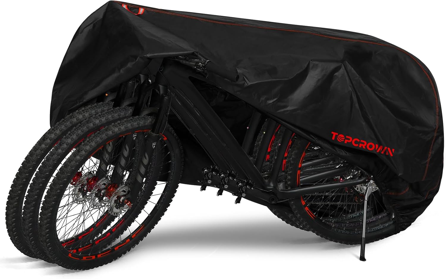 Topcrown Waterproof Bike Cover - Outdoor Storage for 3 Bikes | UV, Dust & Wind Proof, XXXL Black & Red