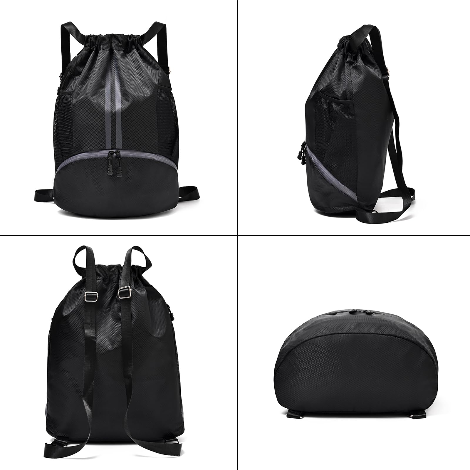 LOKAPEGY Drawstring Gym Bag for Men, Waterproof Drawstring Backpack for Women, Swim with Shoes Compartment, Pull String Sport Bag for Soccer and Basketball. (Rose)
