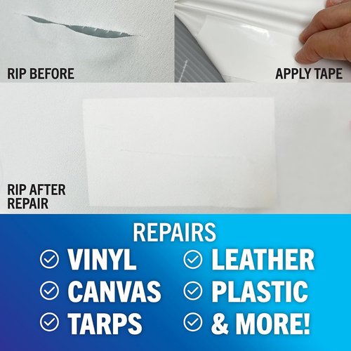 Better Boat Repair Tape for Fabric and Vinyl 30ft x 3in, White Waterproof Patch Tape for RV Awning Canvas Tent Tarp Sail Canopy Boat Cover, Heavy Duty