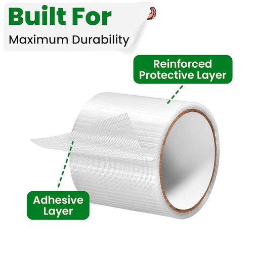 Awning Covers | Waterproof Self-Adhesive Repair Tape Kit for Tents, RVs, Canopies - 3” Clear Mesh