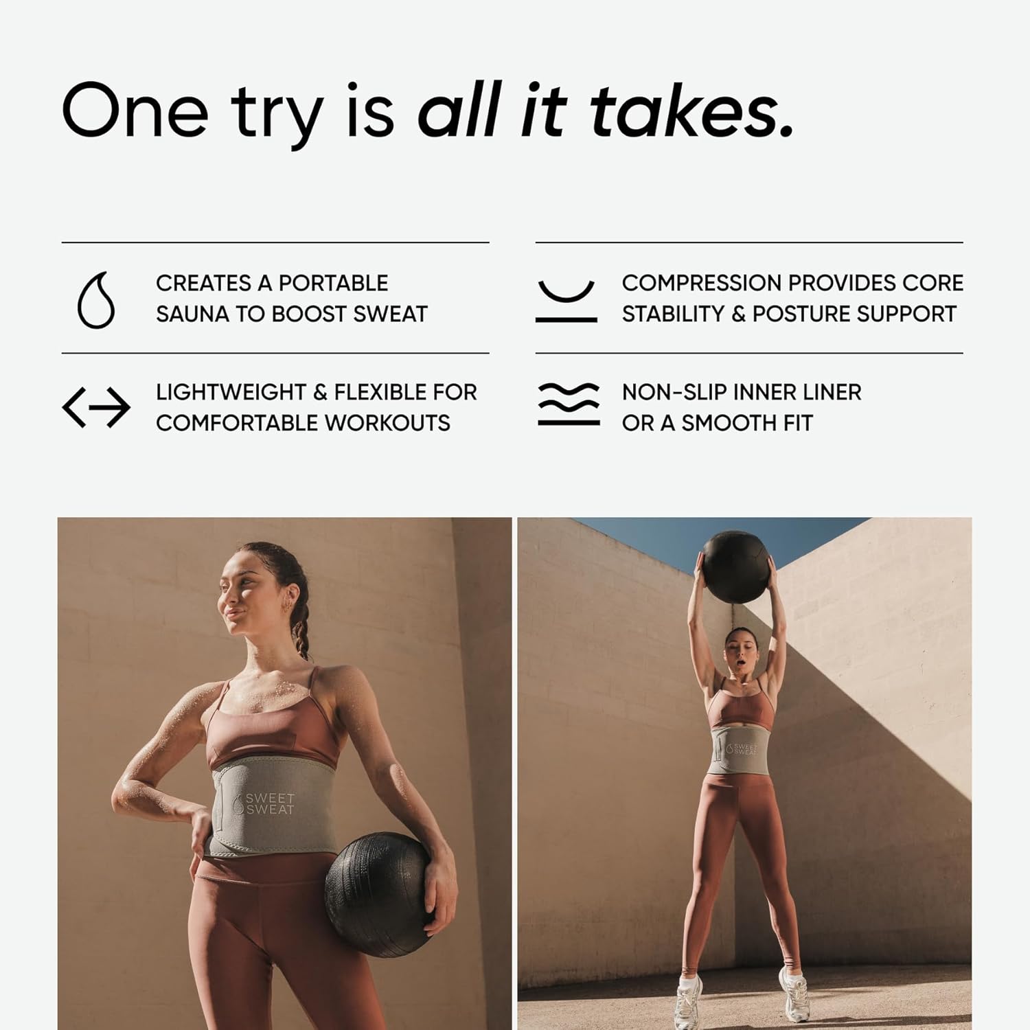 Sports Research Sweet Sweat Waist Trimmer - Premium Sweat Enhancing Fitness Band for Effective Workouts