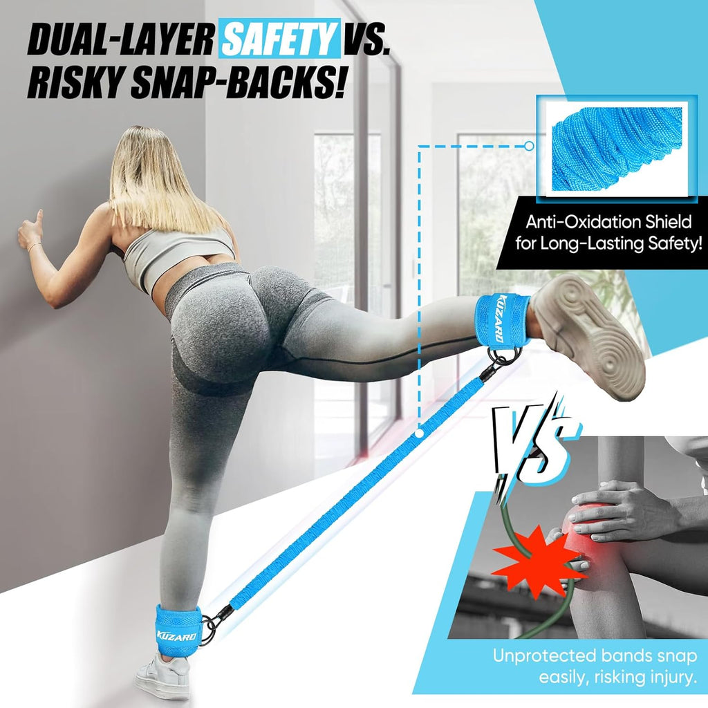 Skiennix Ankle Resistance Bands - Adjustable Cuffs for Leg & Glutes Workout | Home Gym Fitness Equipment