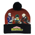 Bioworld My Hero Academia Beanie Deku Shoto Bakugo Sublimated Knit Cuffed Winter Hat with Pom Multicolored