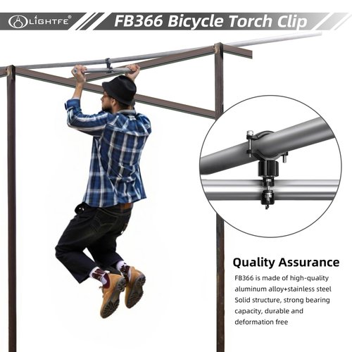 LIGHTFE Aluminum Bike Flashlight Mount for Large Size Lights,U Lock Mount for Bike Lock Holder, 360° Rotation Adjustable Flashlight Bicycle Holder