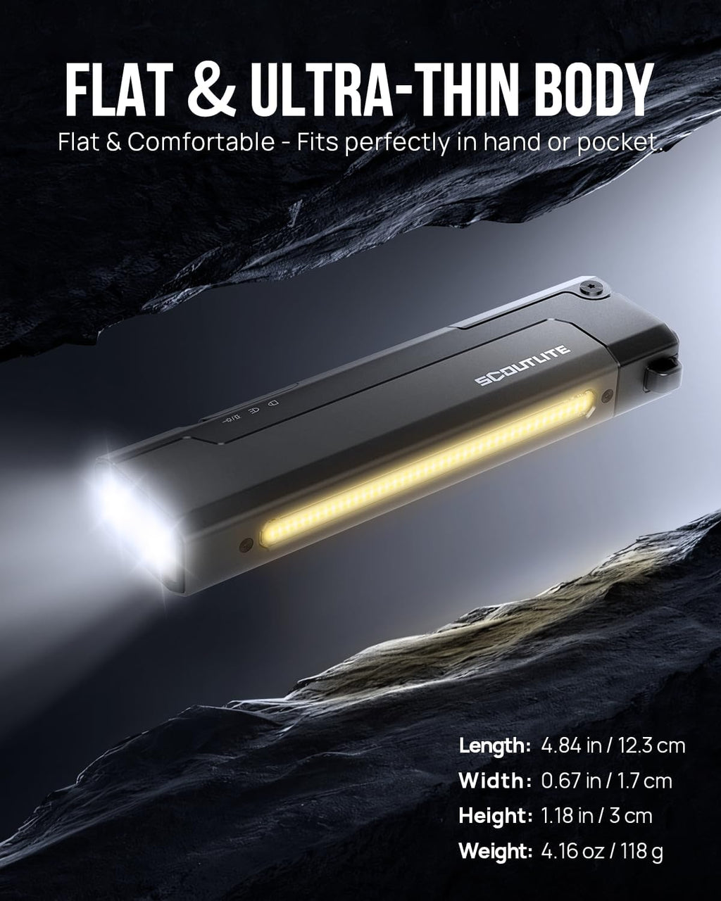 SCOUTLITE Vario GB 2000 EDC Flashlight - 2000 Lumens Green Beam & LED Combo | Compact Magnetic Pocket Light (Black)