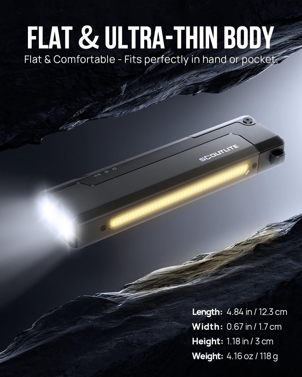 SCOUTLITE Vario GB 2000 EDC Flashlight - 2000 Lumens Green Beam & LED Combo | Compact Magnetic Pocket Light (Black)