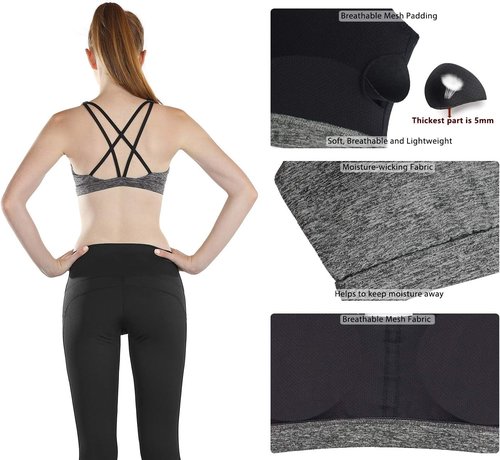 Icyzone Women's Strappy Workout Sports Bra - Comfortable Yoga & Running Activewear Top