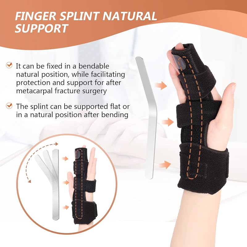 Two-Finger Trigger Finger Splint with Aluminum Support, S/M - Reversible Hand Immobilizer