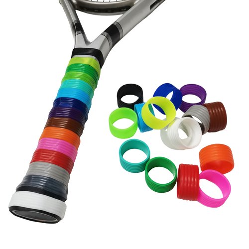 Good Elasticity 15 Pcs Assorted Tennis Racket/Pickleball Paddles/Squash Silicone Ring Racket Grip Bands Rubber Ring,Grip Finishing Ring/Racquet Grips Overgrip (15pcs Assorted)