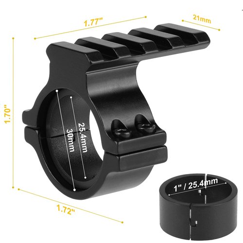 FENTUK 1"/25.4mm & 30mm Rifle Scope Ring Adaptor with Rail - Tactical Light Barrel Clamp Mounts for Scope Flashlight Laser Sight Optics - with 4 Slot 21mm Picatinny Rail on Top (2 Pack)