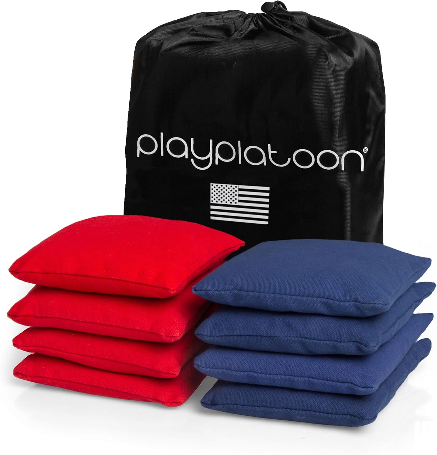 Play Platoon Cornhole Bags - Weather Resistant Set of 8 | Regulation Size & Weight with Tote Bag