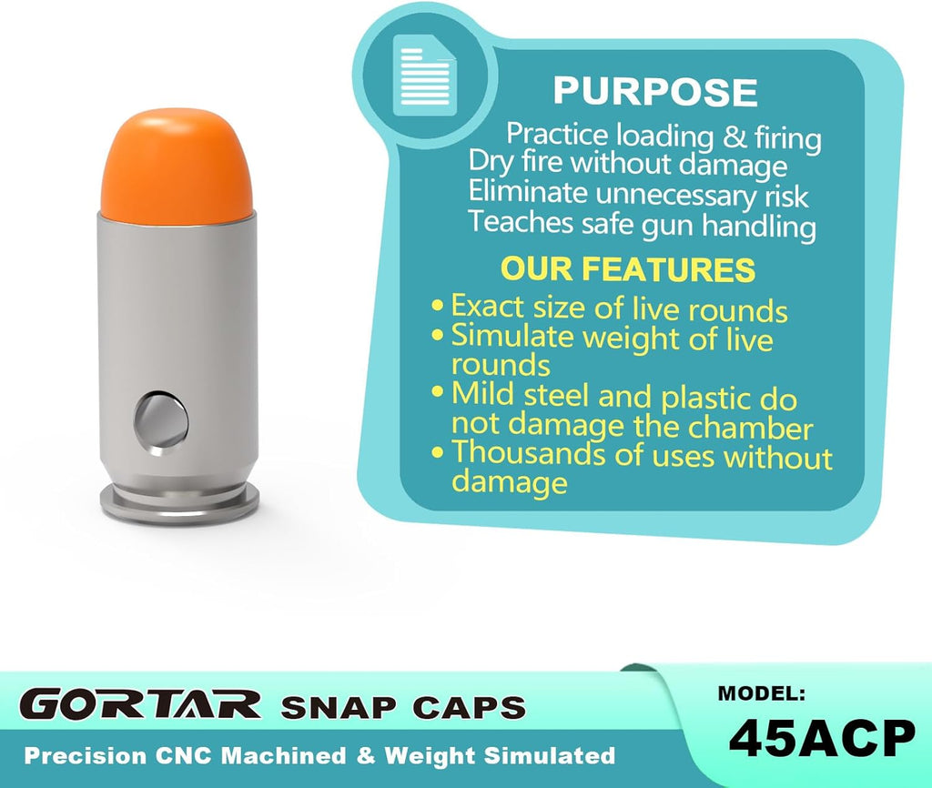 Snap Caps Training Dummy Rounds - Safe Loading Practice with Realistic Weight | Perfect for Firearm Training
